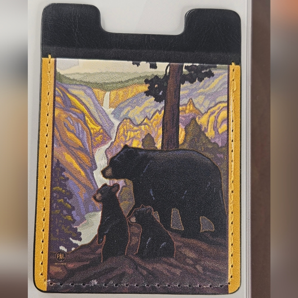 Black Bear Adhesive Phone Pocket Wallet Mountain Scene BUNDLE 2 GET 1 FREE